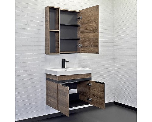 Тумба с раковиной Comforty Соло 70 00-00010978 подвесная Дуб темно-коричневый