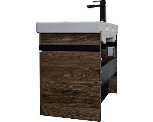 Тумба с раковиной Comforty Соло 70 00-00010978 подвесная Дуб темно-коричневый