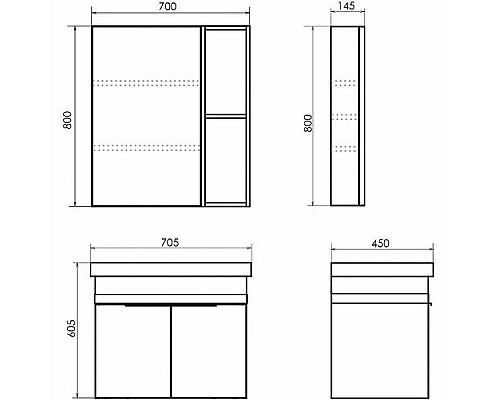 Тумба с раковиной Comforty Соло 70 00-00010978 подвесная Дуб темно-коричневый