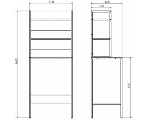 Стеллаж Comforty 65 00-00011164 над стиральной машиной Бетон светлый