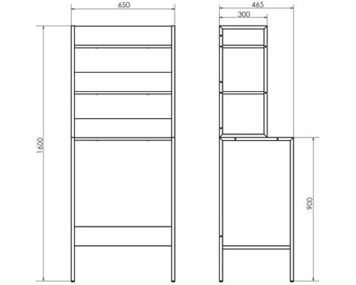 Стеллаж Comforty 65 00-00011201 над стиральной машиной Дуб темно-коричневый