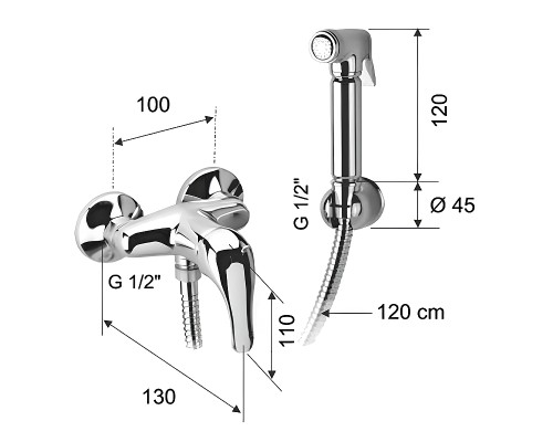 Гигиенический душ со смесителем Remer C332REL Хром