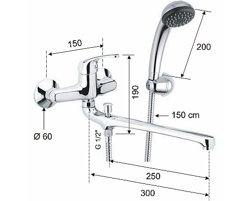Смеситель для ванны Remer Серия 35 F492 универсальный Хром