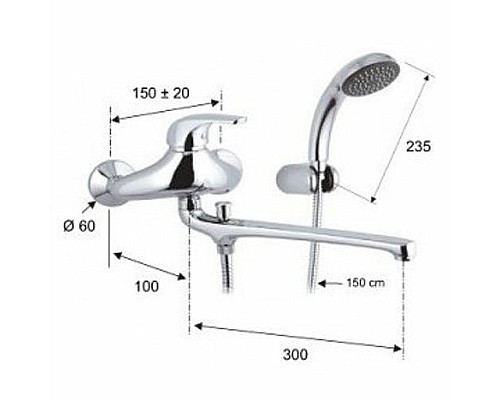 Смеситель для ванны Remer Project P49 универсальный Хром