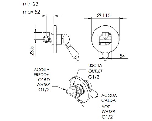Смеситель для душа Remer Liberty LV30 Хром