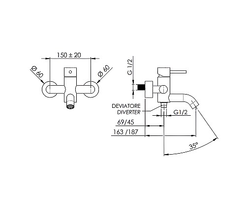 Смеситель для ванны Remer X-Style X05RL Медь