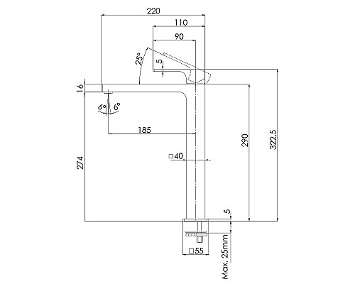 Смеситель для раковины Remer Absolute AU10L Хром