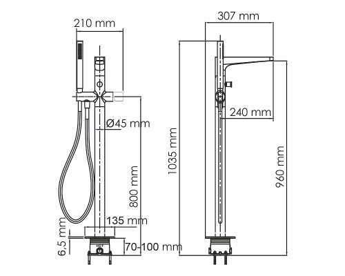 Смеситель для ванны WasserKRAFT Sauer 7121 Золото