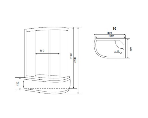 Душевая кабина Timo Standart 110х85 T-6610SR без гидромассажа