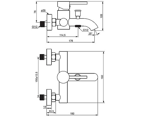 Смеситель для ванны Damixa Scandinavian Pure 361000000 Хром
