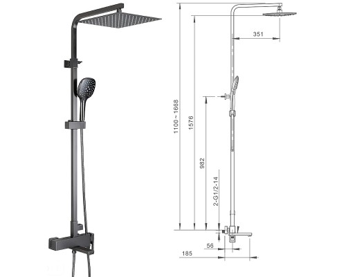 Душевая система Gappo G17-9 G2417-9 Оружейная сталь