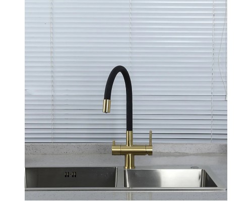 Смеситель для кухни Gappo G4398-33 Золотой сатин Черный