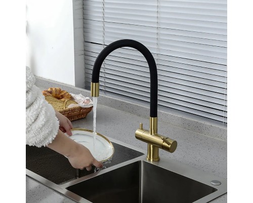 Смеситель для кухни Gappo G4398-33 Золотой сатин Черный