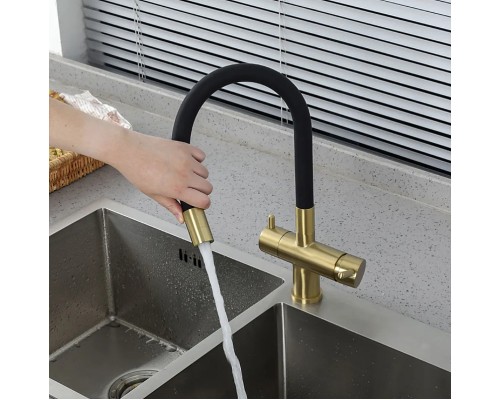 Смеситель для кухни Gappo G4398-33 Золотой сатин Черный