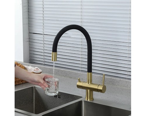 Смеситель для кухни Gappo G4398-33 Золотой сатин Черный