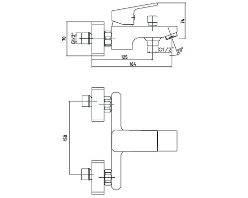 Смеситель для ванны E.C.A. Tiera 102102469EX Хром