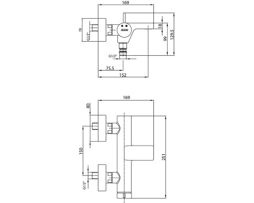 Смеситель для ванны E.C.A. Purity 102102477HEX Хром