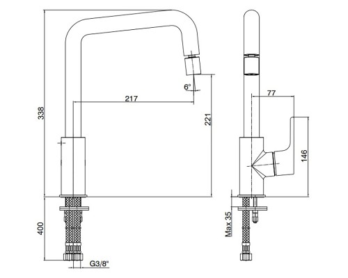 Смеситель для кухни E.C.A. Luna 102118044EX Хром