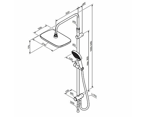 Душевая система Damixa Merkur 940000300 Черная матовая