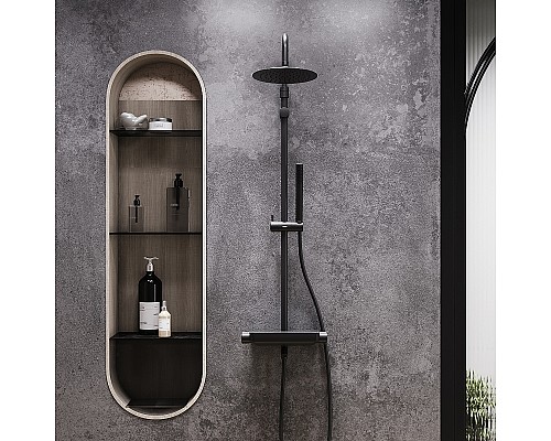 Душевая система Damixa Scandinavian Pure 936760300 с термостатом Черная матовая