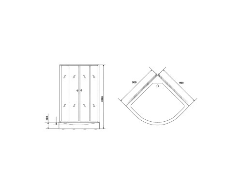 Душевой уголок Parly 90x90 Z9111 профиль Хром стекло прозрачное с рисунком