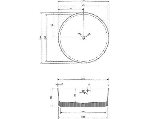 Ванна из искусственного камня Abber Stein 150x150 AS9679Blau Голубая без гидромассажа