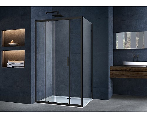 Душевая стенка Vincea Alpha 90 VSG-3AL900CLB профиль Черный стекло прозрачное