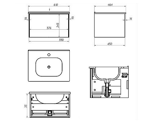 Тумба под раковину La Fenice Terra 60 FNC-01-TER-BG-60 подвесная Синяя матовая