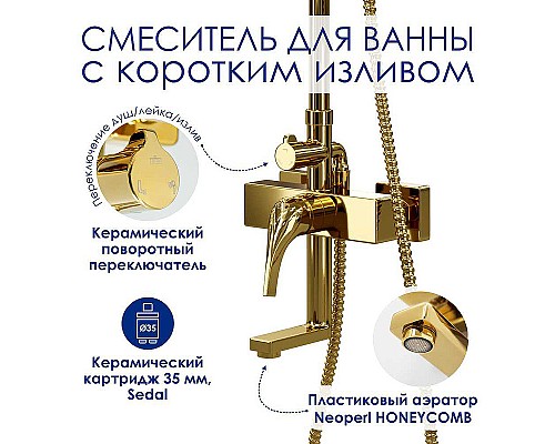 Душевая система WasserKRAFT A171.261.207.PG Золото глянцевое