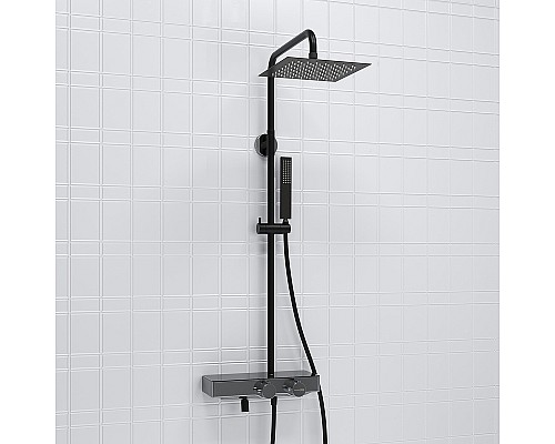 Душевая система WasserKRAFT A114.255.218.CB Thermo с термостатом Черная матовая