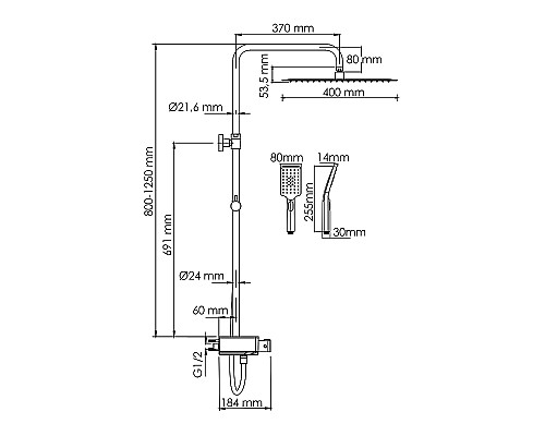 Душевая система WasserKRAFT A113.119.126.CH Thermo с термостатом Хром Белая