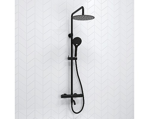Душевая система WasserKRAFT A288.258.078.BM Thermo с термостатом Черная матовая