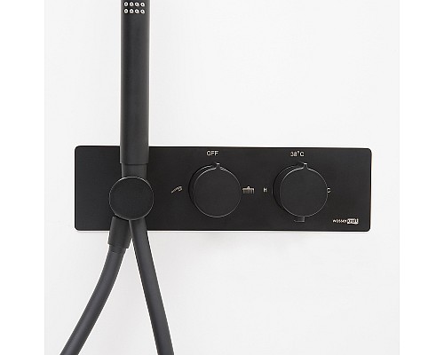 Душевая система WasserKRAFT A16160 Thermo с термостатом Черная матовая