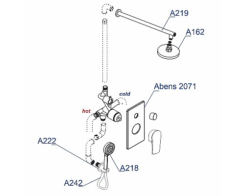 Душевая система WasserKRAFT A16162 Черная матовая
