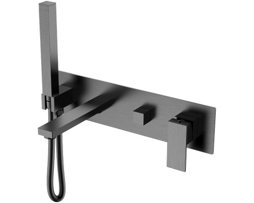 Смеситель для ванны Boheme Qubic 474-2-GM Оружейная сталь матовая