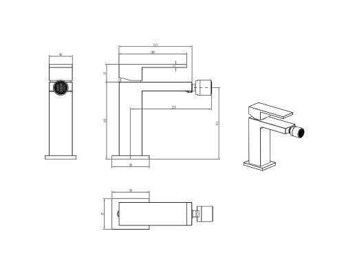 Смеситель для биде Boheme Qubic 476-NB Никель брашированный