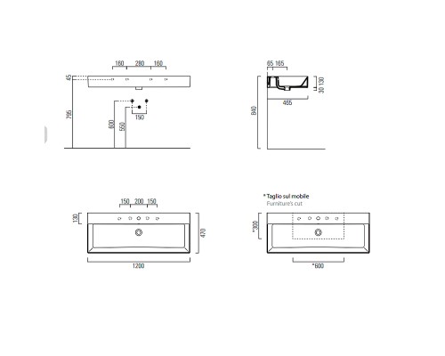Раковина GSI Kube X 120 9424111 Белая