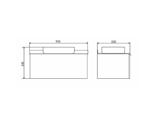 Тумба с раковиной Comforty Милан 90 00-00014008 подвесная Белая гляцевая Калакатта Блэк