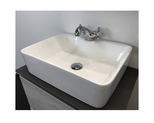 Тумба с раковиной Comforty Прага 60 00-00014536 подвесная Дуб белый Белая глянцевая Графит