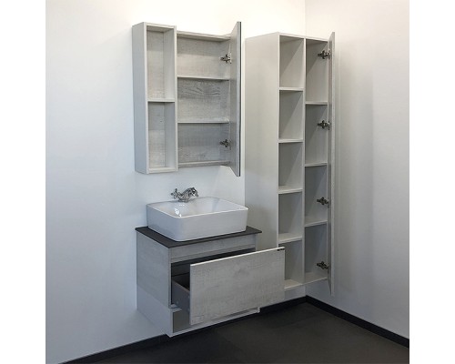 Тумба с раковиной Comforty Прага 60 00-00014536 подвесная Дуб белый Белая глянцевая Графит