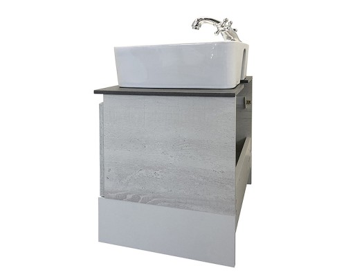 Тумба с раковиной Comforty Прага 60 00-00014536 подвесная Дуб белый Белая глянцевая Графит