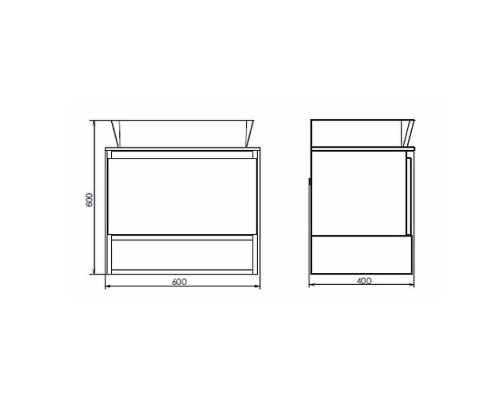 Тумба с раковиной Comforty Прага 60 00-00014536 подвесная Дуб белый Белая глянцевая Графит