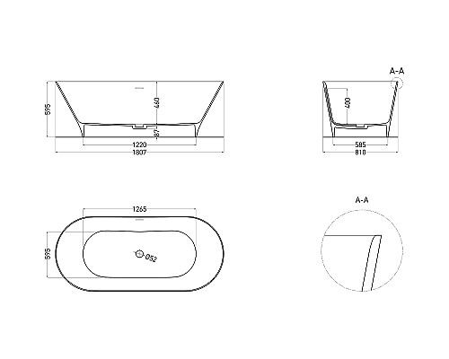 Ванна из искусственного камня Salini Mona 180х80 102911G Белая глянцевая
