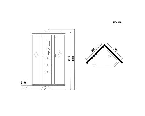 Душевая кабина Niagara Ultra 90x90 NG-306-01 с гидромассажем