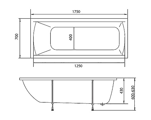 Акриловая ванна STWORKI Эстерсунд 175x70 без гидромассажа