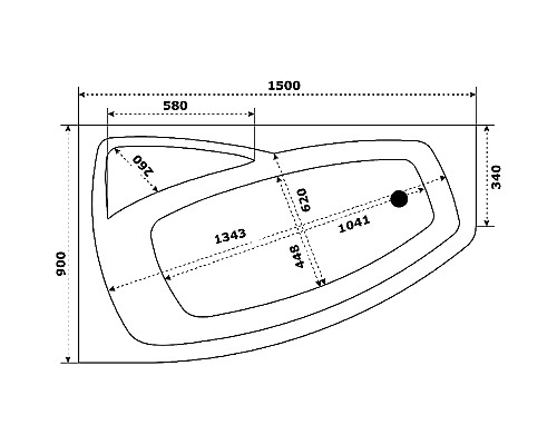 Акриловая ванна STWORKI Монтре 150x90 L Mn1500L без гидромассажа