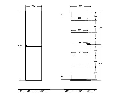Шкаф пенал Cezares Vague 30 54837 подвесной Rovere tabacco