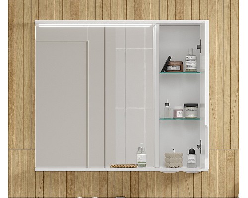 Зеркало со шкафом Volna Lake 80 R zsLAKE80.R-01 с подсветкой Белое
