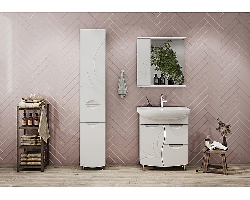 Зеркало со шкафом Volna Adel 70 L zsADEL70.L-01 с подсветкой Белое