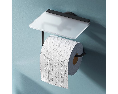 Держатель туалетной бумаги AM.PM X-Joy A85A341522 с полкой Черный матовый